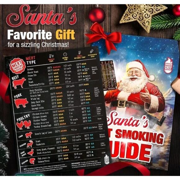 Santa's Meat Smoking Guide Pellet Grill Accessories Wood Time Temp Christmas s34 - Picture 2 of 7